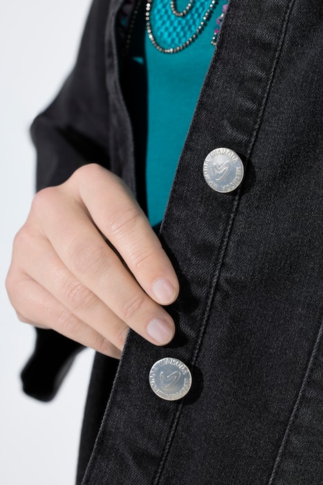 Jeansjacke, A-Linie, Cape-Form, Stehkragen