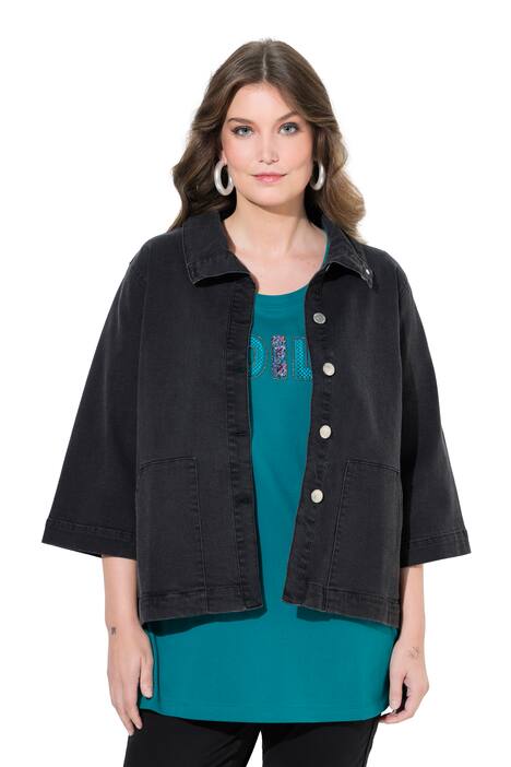 Džínová bunda, A střih, pelerína, stojáček