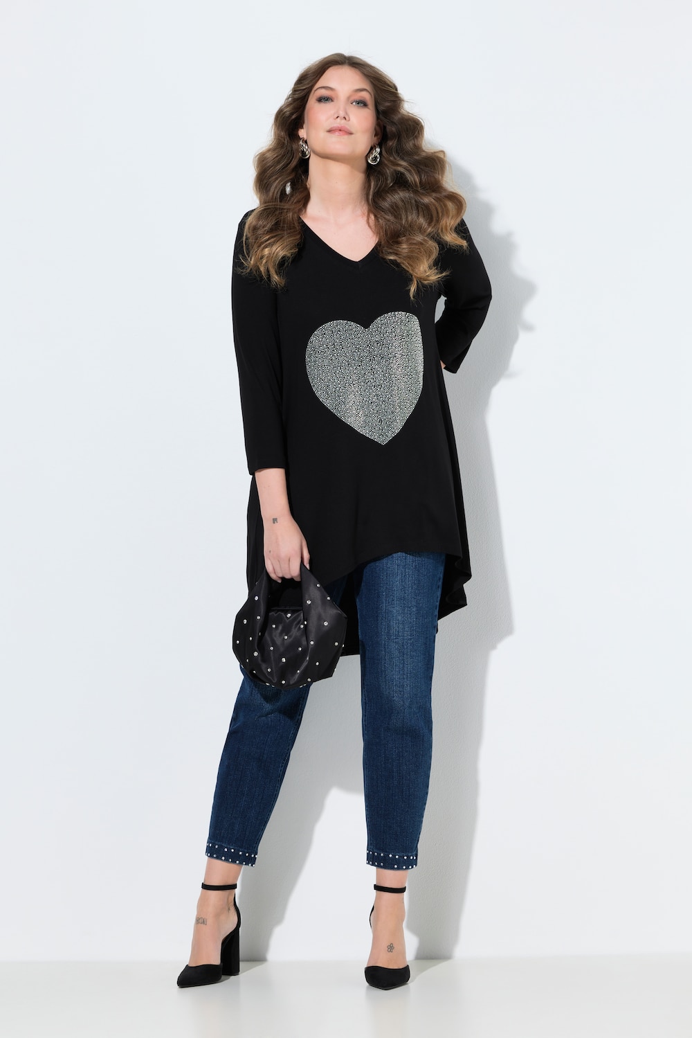 T-Shirt, A-form, hjerte af pyntenitter