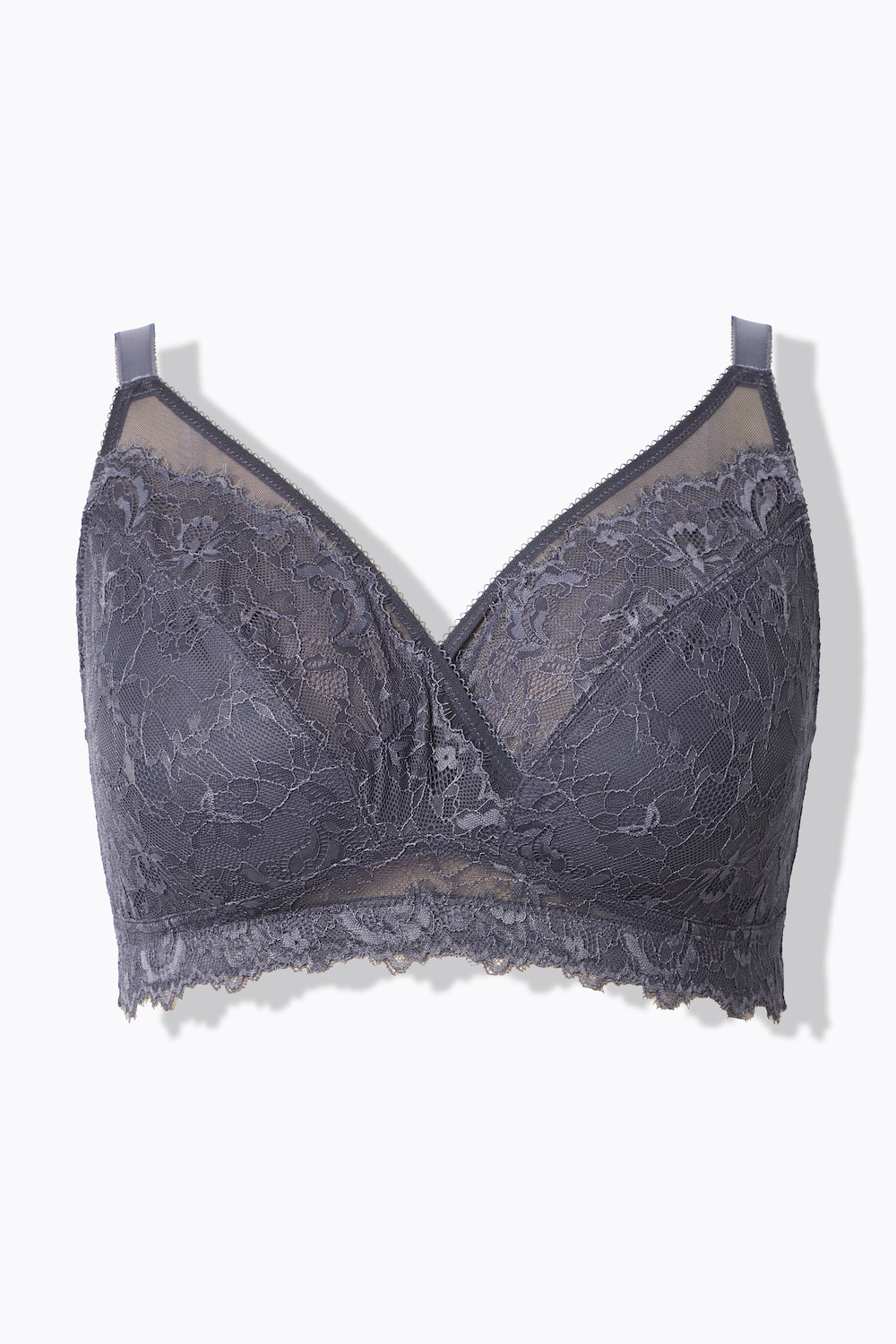 Stora storlekar Bralette i spets, Dam, grå, storlek: 100D, Syntetfibrer/Elastan, Ulla Popken