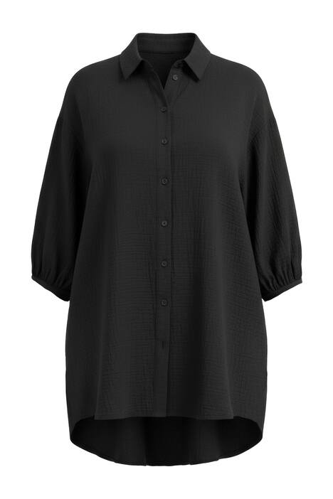 Košilová halenka, oversize, mušelín, 3/4 rukávy