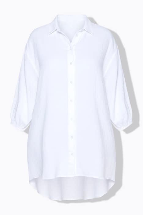 Hemdbluse, oversized, Musselin, 3/4-Ärmel