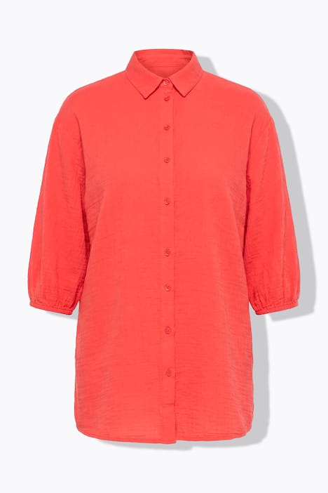 Hemdbluse, oversized, Musselin, 3/4-Ärmel