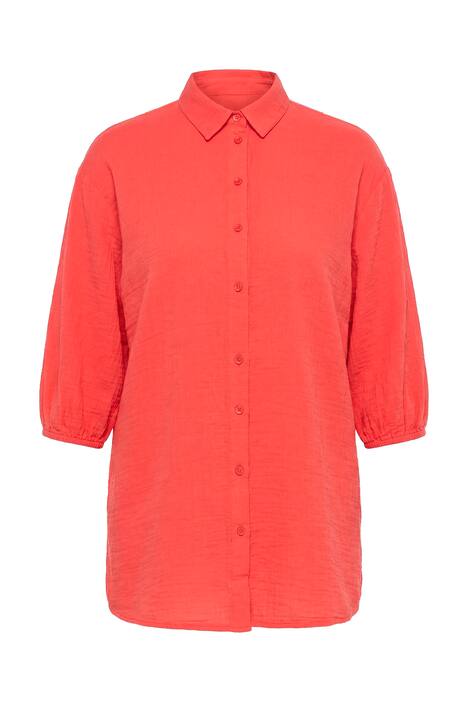 Košilová halenka, oversize, mušelín, 3/4 rukávy