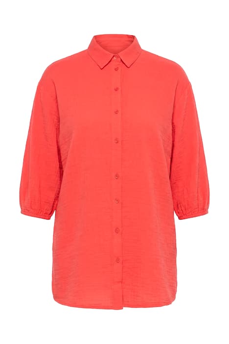 Košilová halenka, oversize, mušelín, 3/4 rukávy