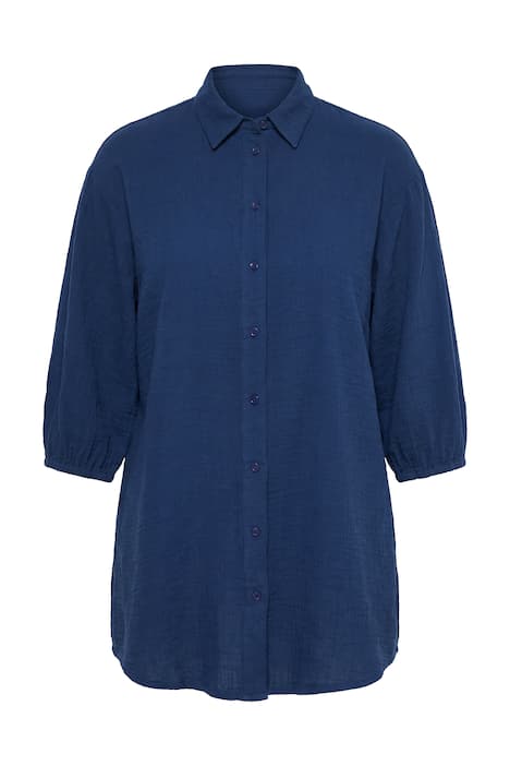 Košilová halenka, oversize, mušelín, 3/4 rukávy