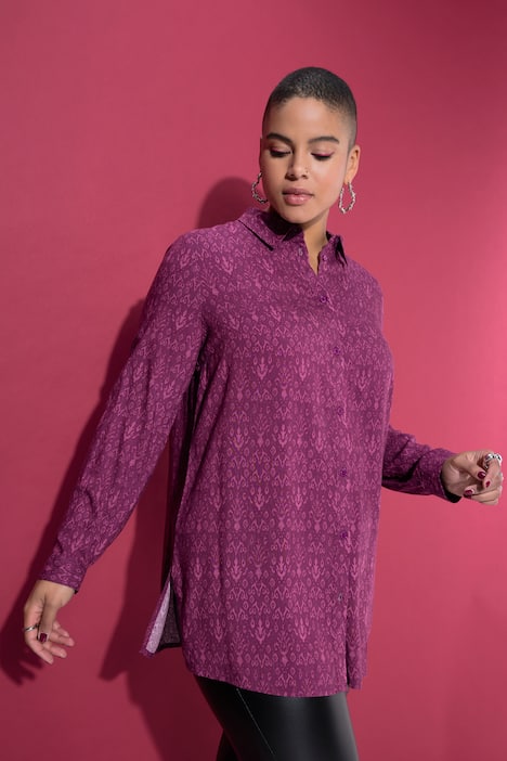 Hemdbluse, Straight Shape, Paisley, Langarm