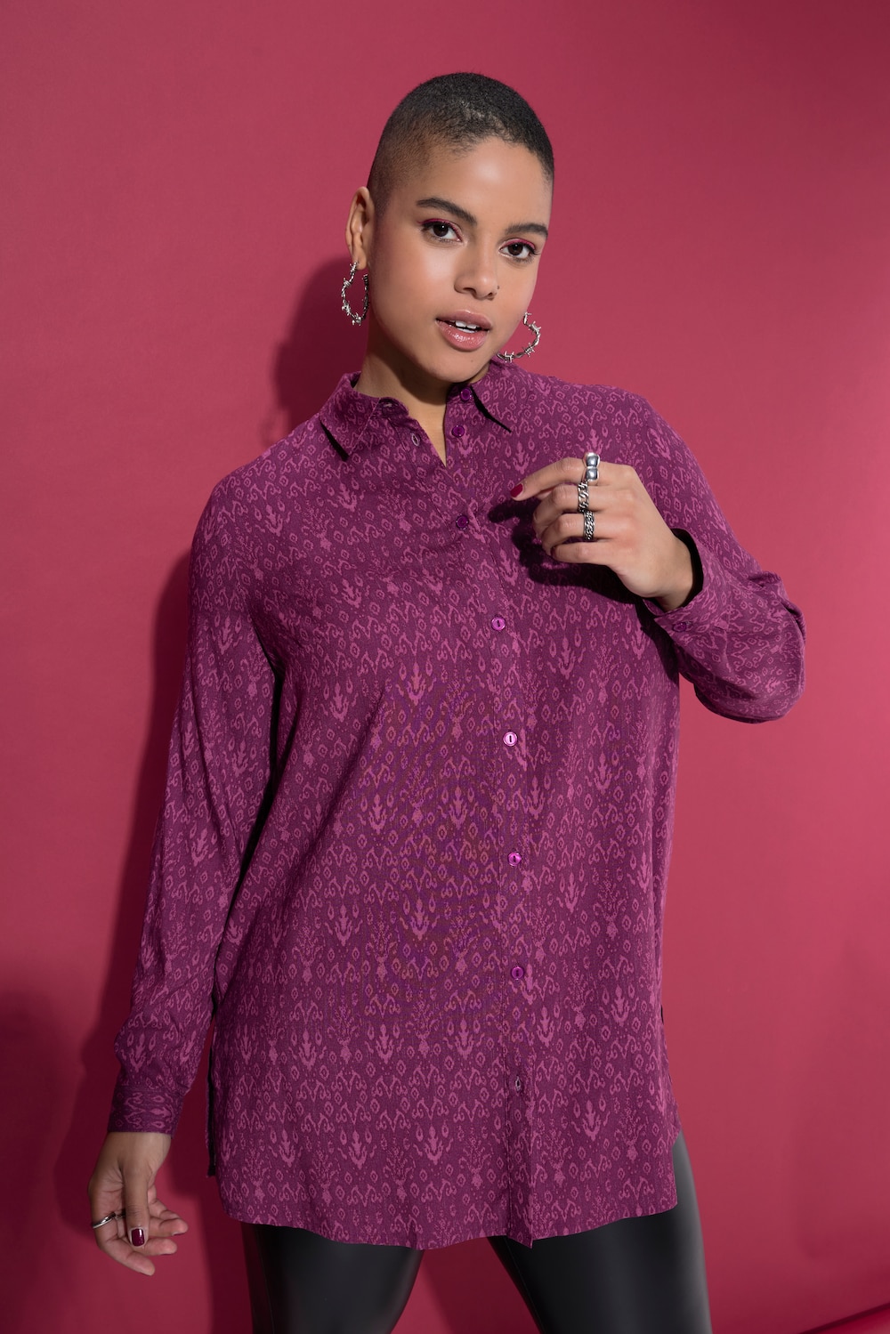 Hemdbluse, Straight Shape, Paisley, Langarm