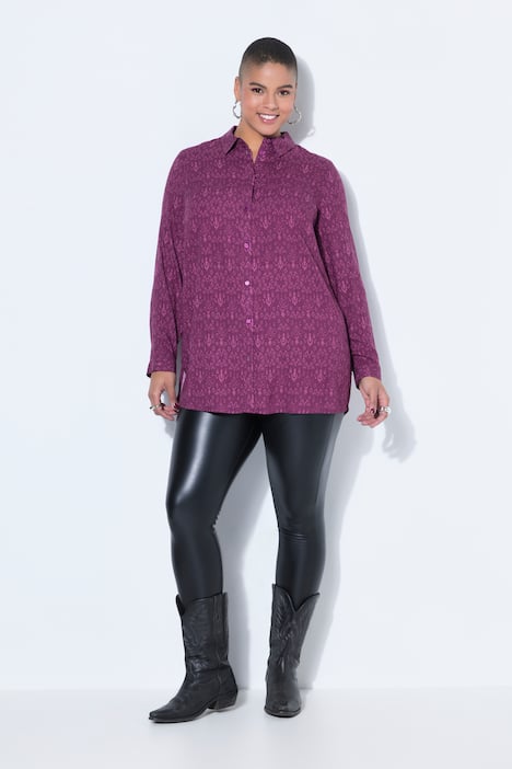 Hemdbluse, Straight Shape, Paisley, Langarm