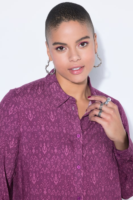 Hemdbluse, Straight Shape, Paisley, Langarm