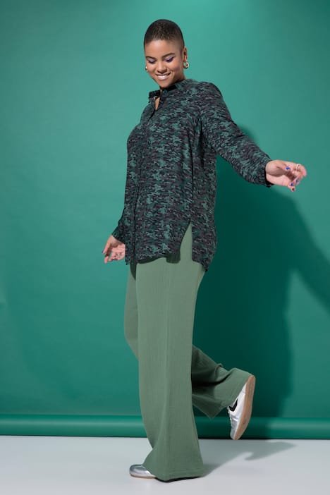 Hemdbluse, Straight Shape, Camouflage, Langarm