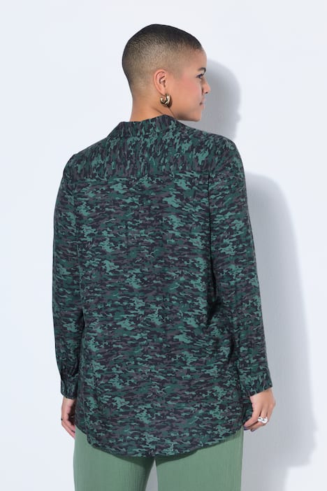 Hemdbluse, Straight Shape, Camouflage, Langarm