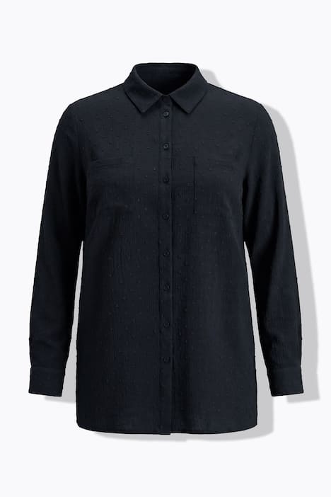 Shirt, straight shape, dot texture, long sleeve