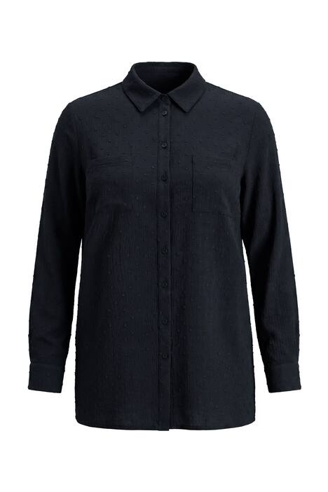 Košilová halenka, rovný střih, puntíková struktura, dlouhé rukávy