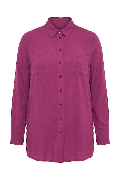 Košilová halenka, rovný střih, puntíková struktura, dlouhé rukávy