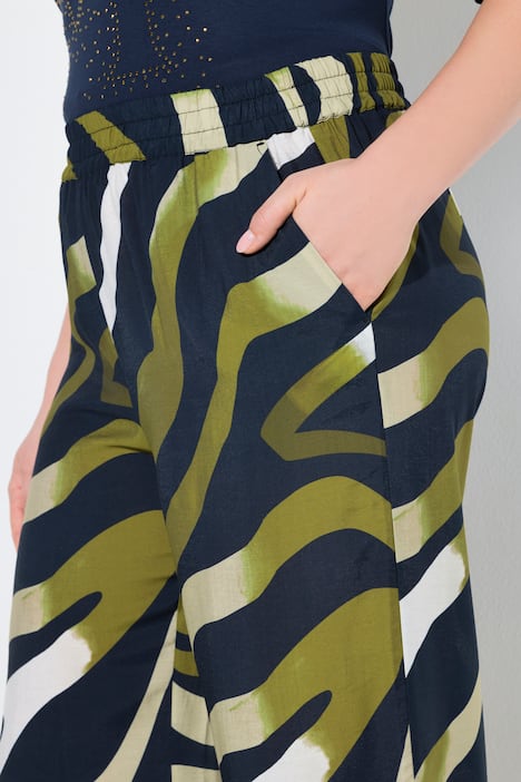 Broek Rose, zebramotief, wijde pijpen, elastische tailleband