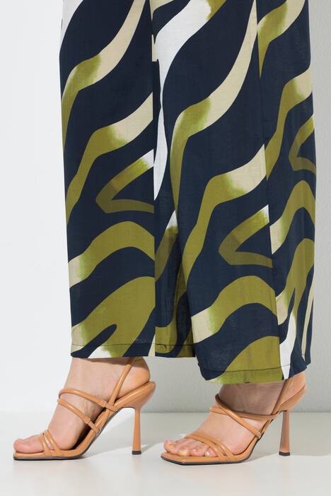 Broek Rose, zebramotief, wijde pijpen, elastische tailleband