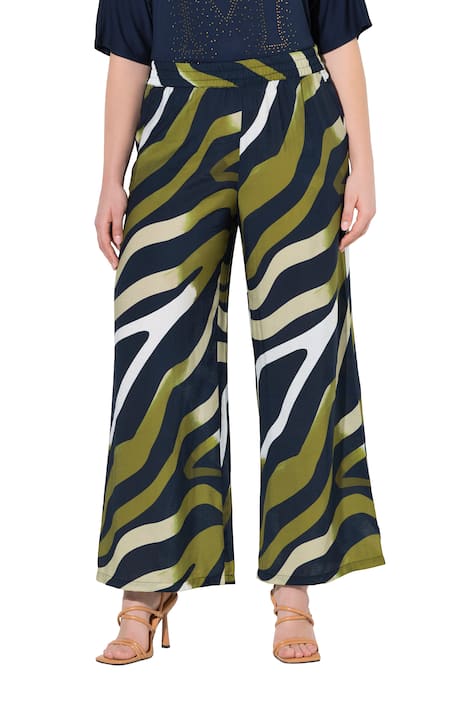 Kalhoty Rose, zebří vzor, široké nohavice, elastický pas