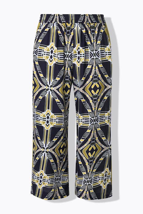 Jupe-culotte imprimé graphique, jambe large et taille élastique