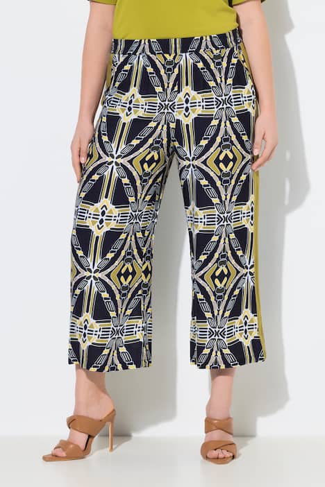 Jupe-culotte imprimé graphique, jambe large et taille élastique