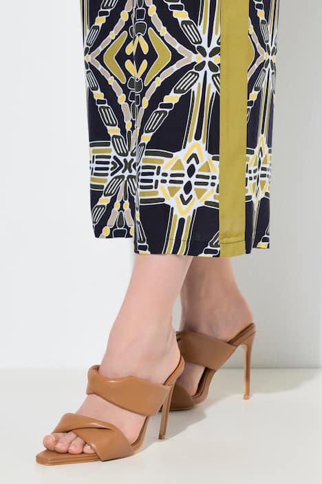 Jupe-culotte imprimé graphique, jambe large et taille élastique