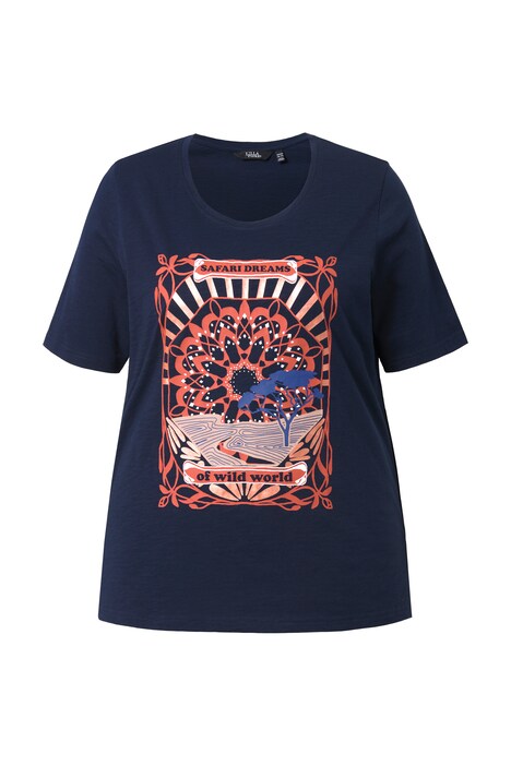 Tričko, potisk s motivem, klasický střih, kulatý výstřih, polodlouhý rukáv