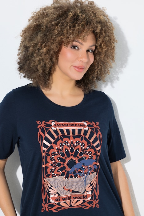 Maglietta, motivo stampato, classica, scollo a girocollo, mezze maniche