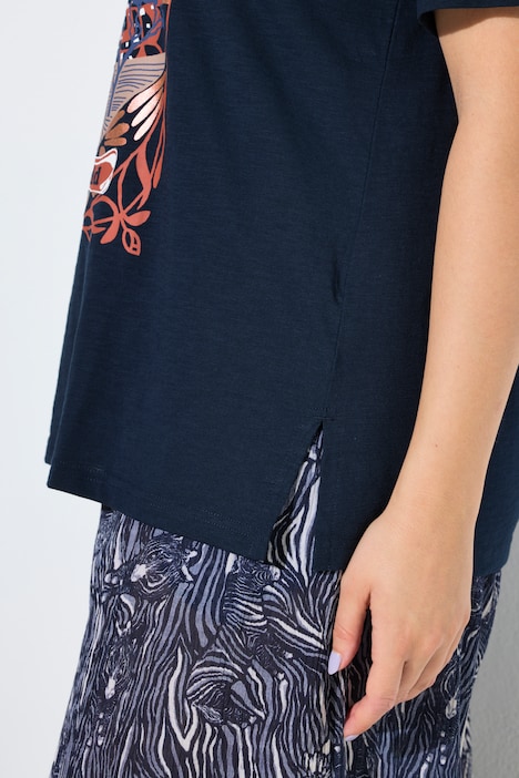 Maglietta, motivo stampato, classica, scollo a girocollo, mezze maniche