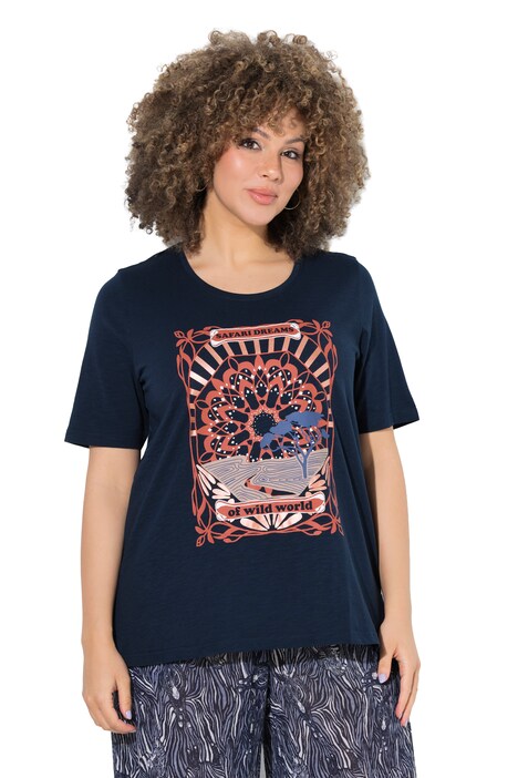 Tričko, potisk s motivem, klasický střih, kulatý výstřih, polodlouhý rukáv