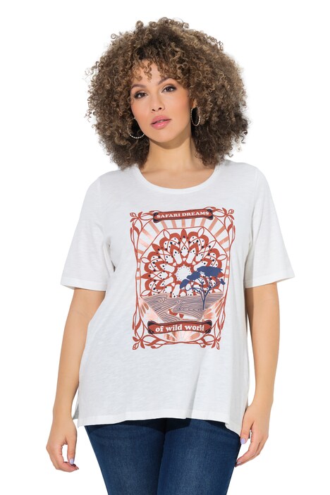 Tričko, potisk s motivem, klasický střih, kulatý výstřih, polodlouhý rukáv