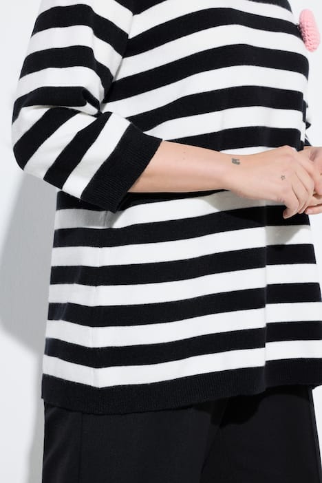 Strickshirt, Komfort Fit, Ringel, abnehmbare Herz-Brosche