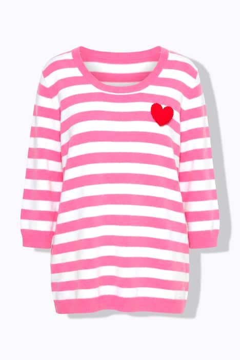 Strickshirt, Komfort Fit, Ringel, abnehmbare Herz-Brosche
