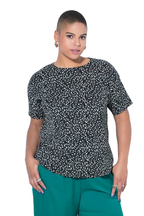 Tričko oversize, drobný květovaný potisk