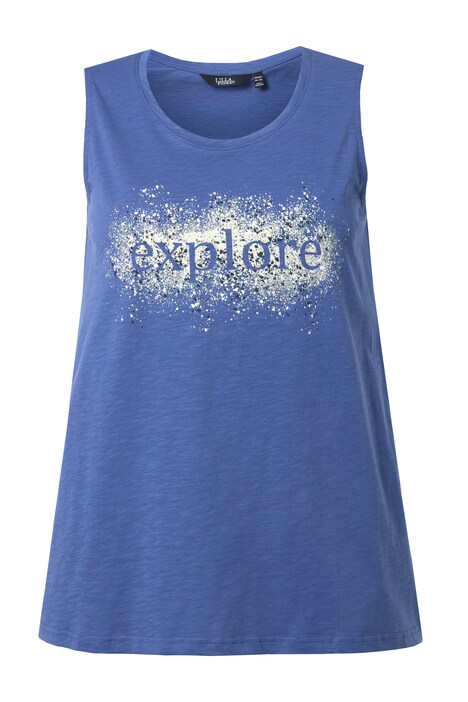 Top, áčkový střih, nápis EXPLORE, kulatý výstřih, bez rukávů