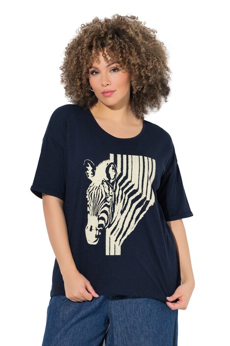 Tričko, zebra, volný střih, kulatý výstřih, Polo rukávy