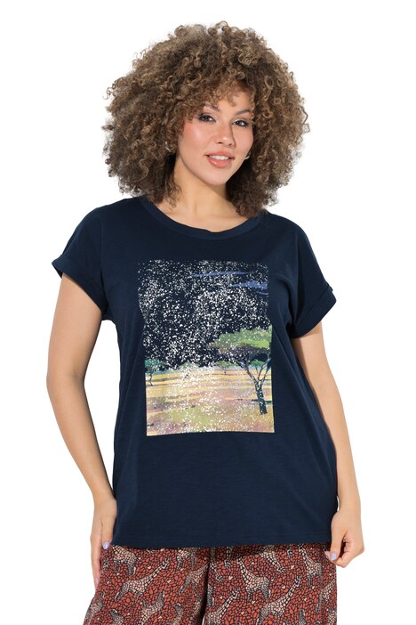 Tričko, oversize střih, kulatý výstřih, polo rukávy