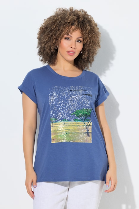 T-shirt oversize, motif savane, décolleté rond et manches courtes