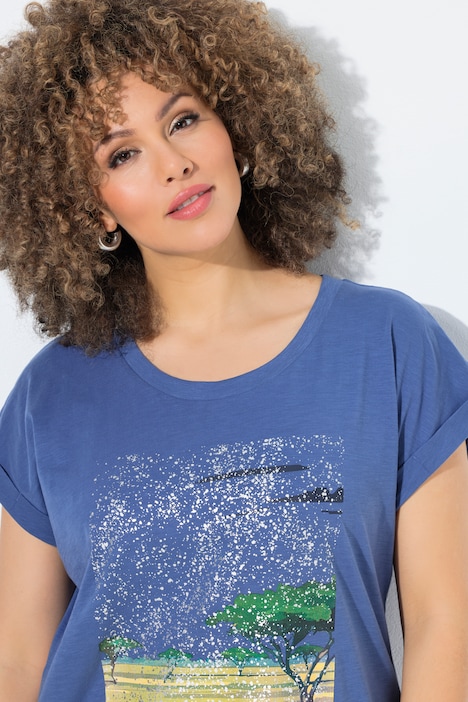 T-shirt oversize, motif savane, décolleté rond et manches courtes