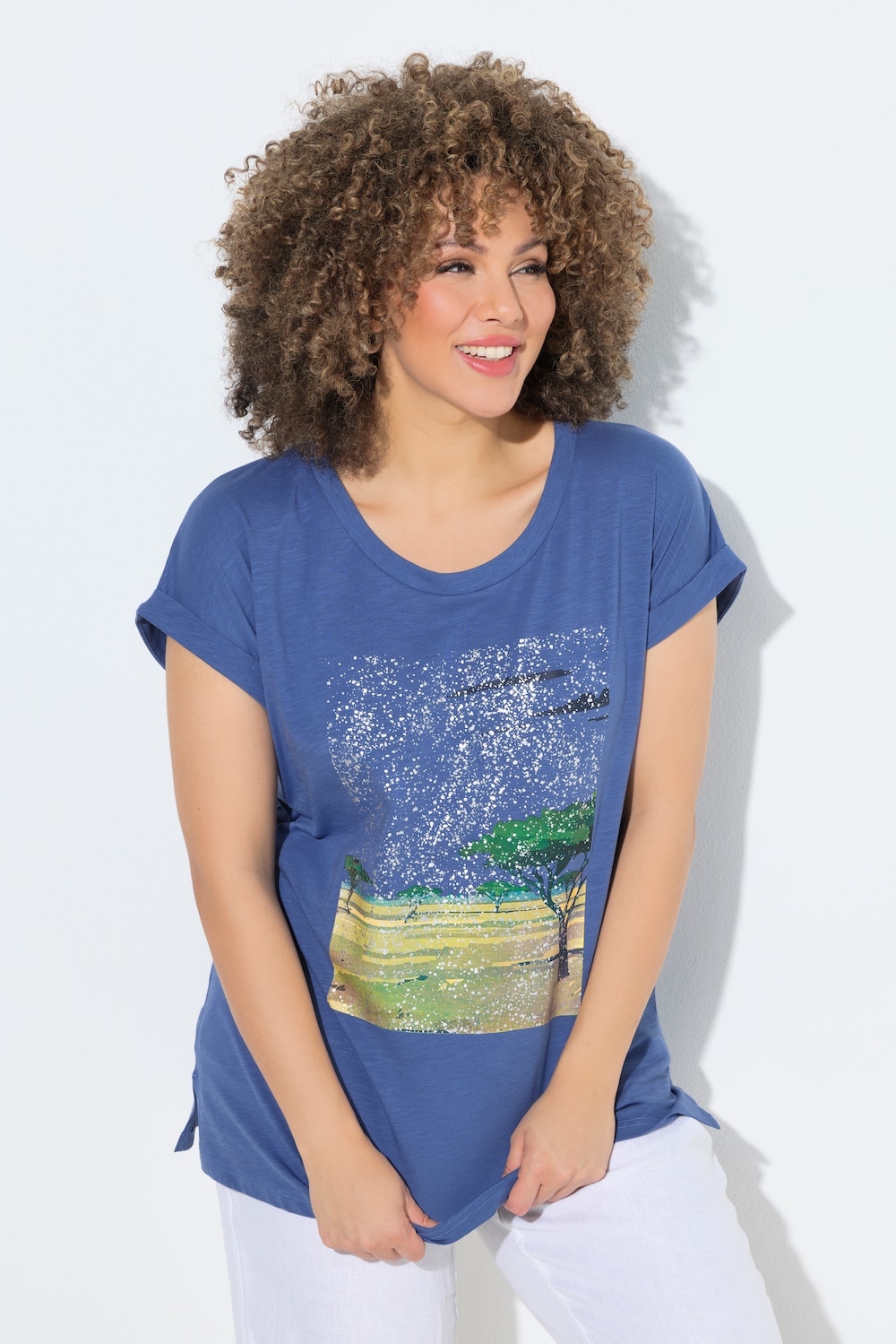 T-shirt, savanne, oversized, ronde hals, korte mouwen