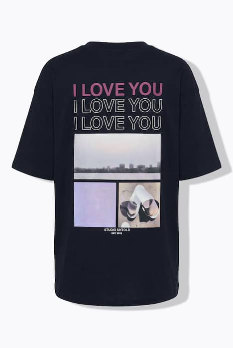 T-shirt, oversized, fotoprint met statement