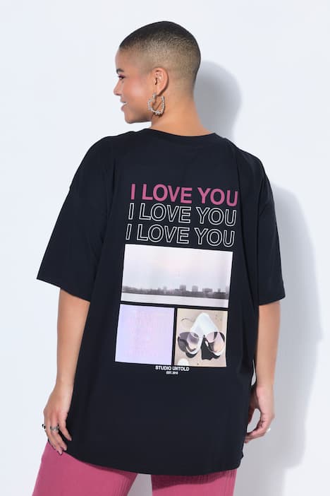 T-shirt, oversized, fotoprint met statement