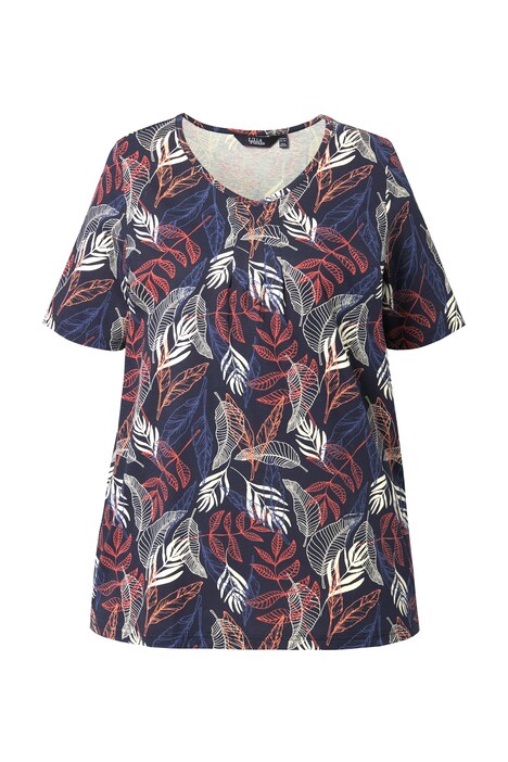 Tričko, plisé detaily, výstřih do V, krátký rukáv