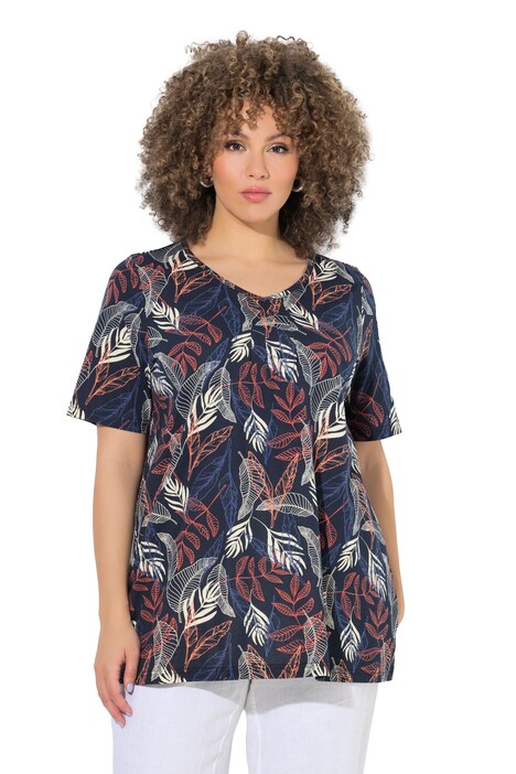 Tričko, plisé detaily, výstřih do V, krátký rukáv