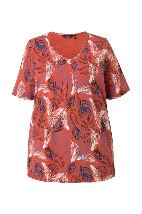 Tričko, plisé detaily, výstřih do V, krátký rukáv