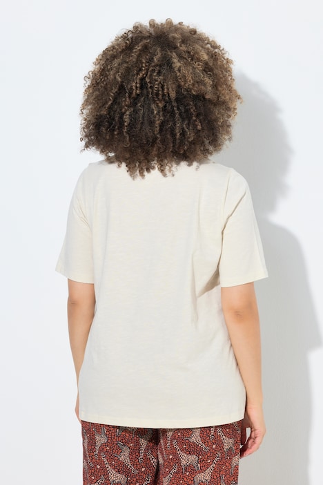 T-Shirt, Stickerei, Classic, V-Ausschnitt, Halbarm