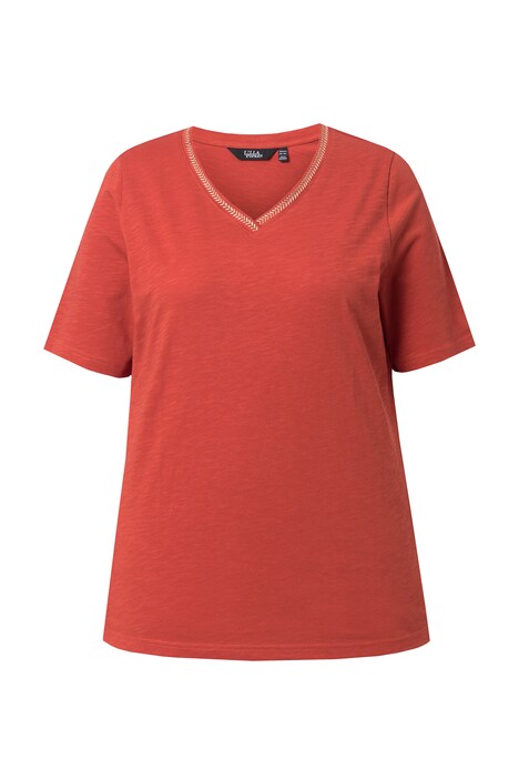 Tričko, Výšivky, klasický střih, V-výstřih, Polo rukávy