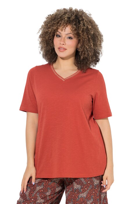 Tričko, Výšivky, klasický střih, V-výstřih, Polo rukávy