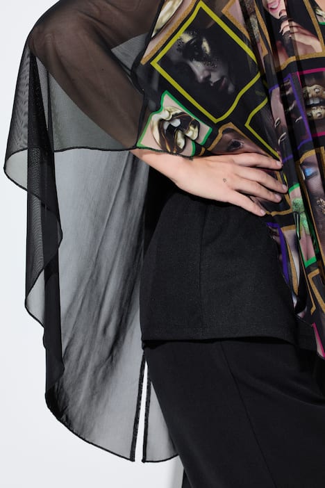 Meshbluse, weite Passform, Frauen-Muster