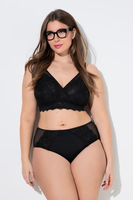 Culotte midi avec empiècement en dentelle, liseré fantaisie