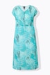 Midi-jurk, bladeren, A-lijn, V-hals, korte mouwen